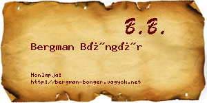 Bergman Böngér névjegykártya